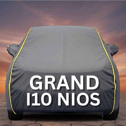 Image of Premium Grey Series 100% Waterproof Car Body Cover for Grand i10 Cover (All Models) with Mirror Pockets | Triple Stitched, Elastic, Custom Fit, Heat Resistant, Anti-Dust, All-Weather Cover