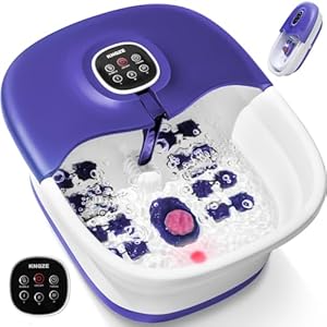 Fußsprudelbad mit Massage und Heizfunktion | Faltbares Fußmassagegerät | Fernbedienung | Wärmefunktion | Fußreflexzonen Massage | Timer| Fußbad mit 16 Shiatsu-Rollen,Violett