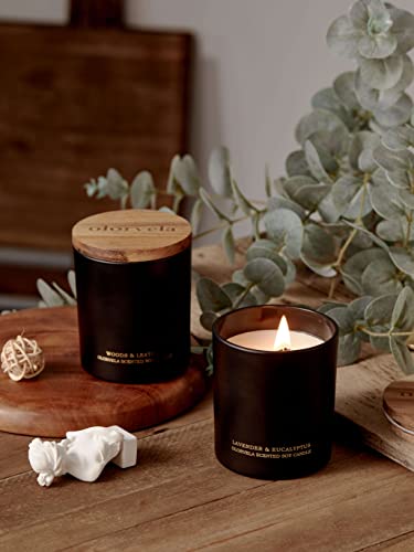 Olorvela Candles For Men Wood Wicked Candles For Home Scented Mens Candle Aromatherapy 8Oz, 50Hr Burn Time, Lavender & Eucalyptus Candle All Natural Soy Candles #TOP4