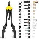 HURRICANE 16' Rivet Nut Tool Kit with Auto Release, Heavy Duty Hand Riveter-13 Metric&SAE Mandrels, 130Pcs Nutserts, Long Arm Labor-Saving Design for Automotive, Metal & Marine – Includes Plastic Case