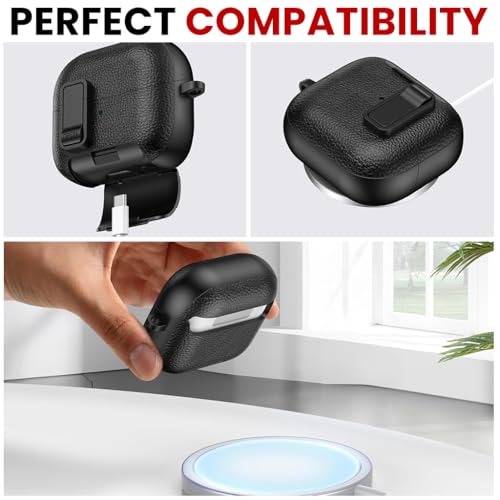 Image of ZORBES Compatible with Galaxy Buds 3 /3 Pro, Earbud Case Cover with Lock, Fashion Textured Anti-Scratch Rubber Case Cover Shockproof Earbud Protective Case, Flip-up Charging Port Lid