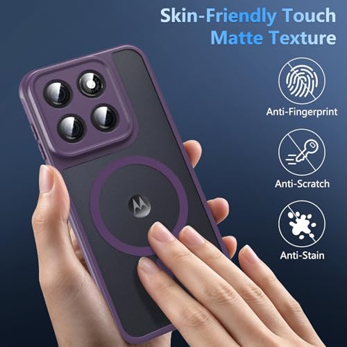 Image of For Motorola Edge 2026 Case,Magnetic [38 N52 Magnets] Military Grade Drop Protection moto edge 2026 case-Full Camera Protection Slim Matte Anti-Slip Phone Cover Protector For Motorola Edge 2026,Purple