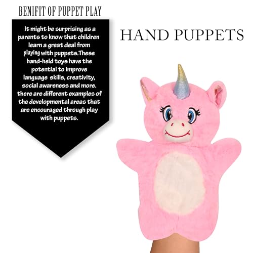 Image of Besties Hand Puppets for Kids - Soft Hand Puppets for Kids, Story Telling Puppet for Kids, Hand Puppet Toy, Plush Animals Hand Puppet Toys, Fun Play Learning Toys - Pink (Unicorn)
