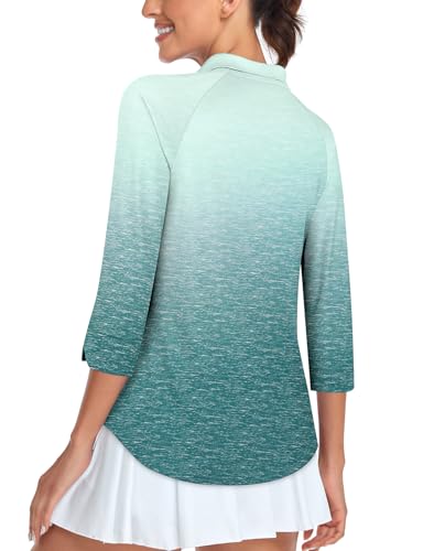 Image of Cucuchy Style Womens Golf Shirt 3 /4 Sleeve Quarter Zip Workout Tennis Tops Quick Dry UPF 50+ Shirts
