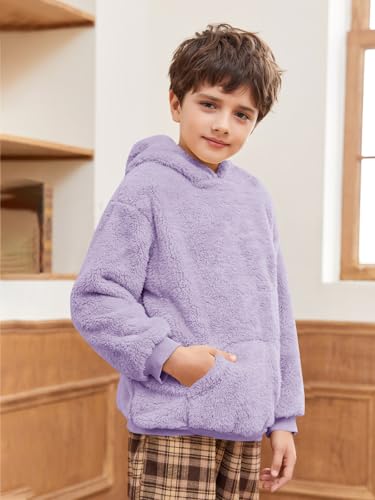 Image of Makkrom Boys Girls Sherpa Hoodies Fleece Hoodie Pullover Outfits for Kids