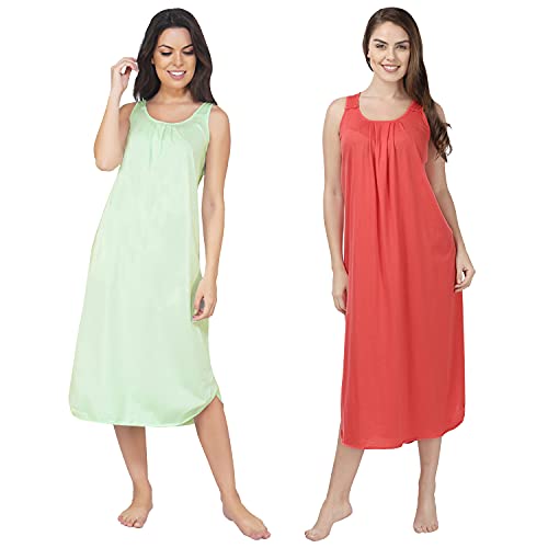 Image of BLAZON Women's Cotton Hosiery Solid Maxi Nighty Slip (Pack of 2) Available Sizes: S, M, L, XL, 2XL, 3XL, 4XL, 5XL