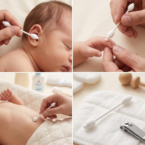 Image of 400pcs CGR Baby Safety Cotton Swabs with Large Tips for Newborn Babies Kids (Pack of 2)