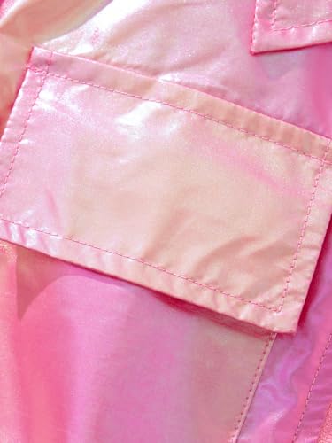 Image of WDIRARA Girl's 2 Piece Holographic Outfit Flap Pocket Zip Up Jacket and Elastic Waist Pants Set