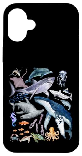 Retro Ocean Wildlife ? Shark, Fish & Octopus Vibes X}zP[X iPhone 16 Plus p
