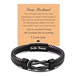 CheersLife Valentines Day Gift for Him Mens Leather Bracelet Anniversary Birthday Gift for Him Husband from Wife, Husband Unique Gifts Knot Bracelet for Men, To My Man Bracelet Love You Forever