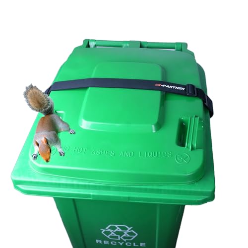 X-partner 1PCS Bear Proof Trash Can Lock - Double Metal Claw for 28-96 Gallon Garbage Cans, Adjustable Strap, Raccoon & Animal Proof Outdoor Lid Lock