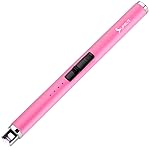 SUPRUS Fluorescent Lighter Glows in The Dark USB Lighter Rechargeable Windproof Pocket Size for Candle Cooking BBQ in Party (Pink)