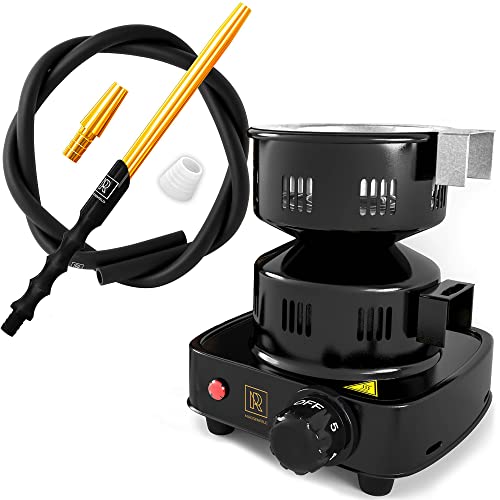 Premium Hookah Hose With Mouthpiece - 60" & Premium Hookah Coal Burner For Hookah 450W – Fire Tower Multipurpose Electric Hookah Coals Burner For Shisha #TOP3