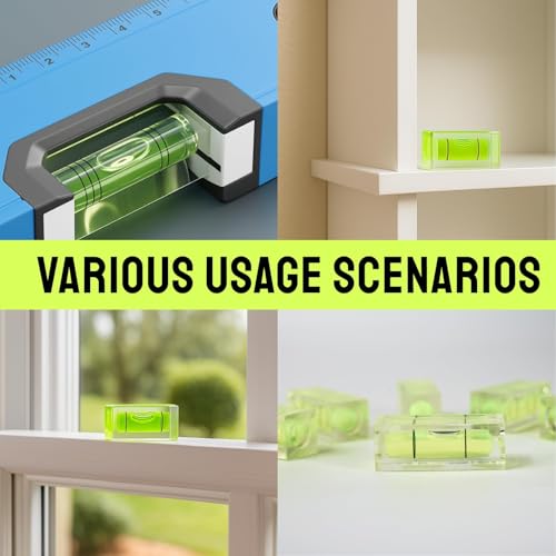 6 Stück Mini Wasserwaage, Wasserwaage Libelle, Dosenlibelle 15×15×40 mm, Mini Wasserwaag Libelle für Camping, Wohnwagen, Kameras, Stationäre Bilder und Mehr, Wasserwaages Mini aus Acryl