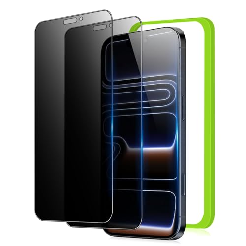 【覗き見防止】 iPhone 17 Pro Max 用 ガラスフィルム のぞき見 防止 フィルム 保護 強化ガラス 【左右見えない/耐衝撃/気泡ゼロ/貼り付け簡単/ガイド枠付き/2枚セット】