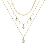 MONOOC Gold Shell Choker Necklaces for Women, 14K Gold Plated Layering Dlicate Cowrie Shell Necklace...