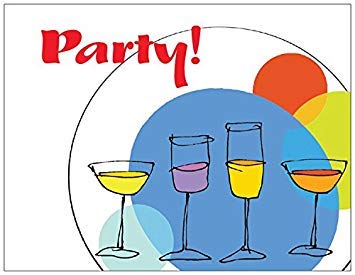 Cocktail Party Invitations with Retro Glass Artwork