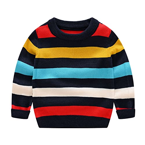 Toddler Kids Girls Boys Stripe Sweater Casual Knitted Long Sleeve Top Fall Winter Warm Pullover Blouses for 2~10T