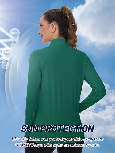 Tacvasen TCLT-713-W658-E-GREEN-2XL Women'S Athletic Jacket Lightweight Uv Protection Shirts Full Zip Workout Jackets Upf 50+ Long Sleeve Green Shirt thumb #1