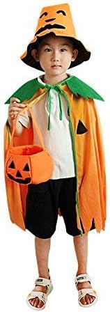 Kaku Fancy Dresses Pumpkin (Robe + Basket) Dress Cape Cloak with Pumpkin Shape Candy Basket for Halloween Costume - Orange (Cap Not Included)