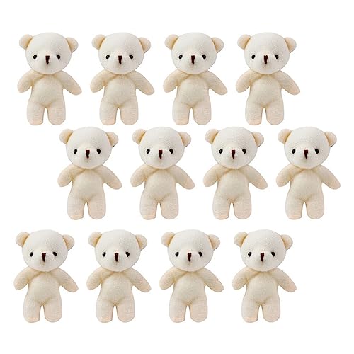 MAGICLULU 12Pcs Mini Keychain Stuffed Bear Plush Stuffed Bear Doll Jointed Soft Tiny Doll Tiny Small Bulk for DIY Keychain Party Favor