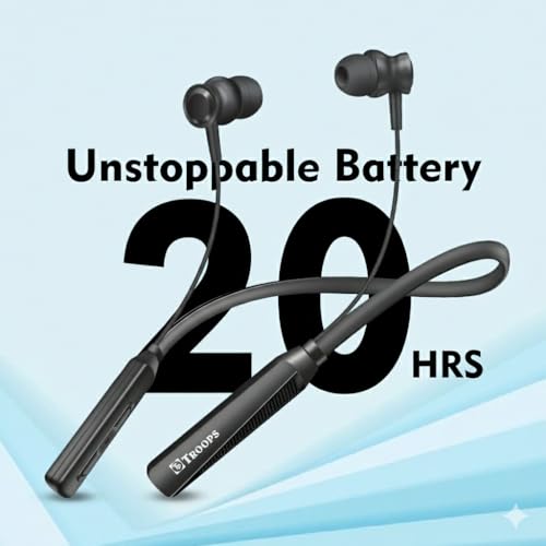 Image of TP TROOPS Wireless In Ear Neckband Bluetooth Earphones with 10mm Drivers, Rich Music Experience, 50 Hours Playtime, Type C Fast Charging, Neckband Earphones with Voice Assistant (Multi)