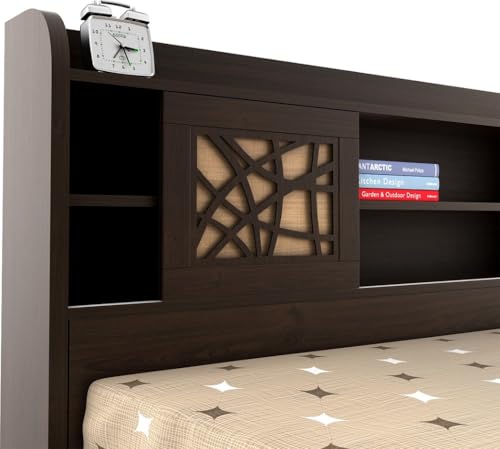 Image of Spacewood Mayflower Bed | King (78 X 72) Engineered Wood Bed with 3 /4th Lifton Storage | 3 Year Warranty | Modern Design | Vermount