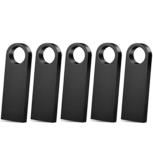 16GB Memorias USB 5 Piezas Mini USB Sticks Pendrive 16GB Memoria Flash con Colgante Almacenamiento de Datos Externo, Negro