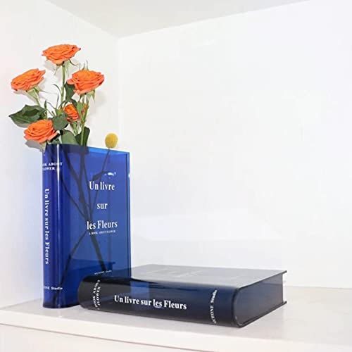 Book Case Vase, Acrylic Book Vase For Flowers, Transparent Blue Vase For Decor Cultural Flavor Decorative Acrylic Pmma Clear Vase, Vases For Home/Bedroom/Office Accent #TOP5