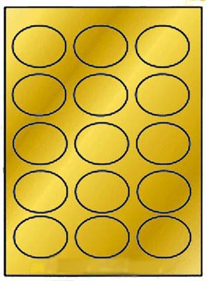 300 Label Outfitters® Oval Gold Metallic Foil Laser Labels, 2-1/2 x 1-3/4 inches 15 Labels per Sheet