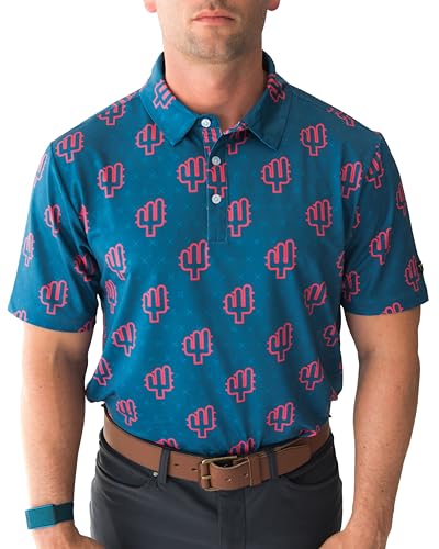 YATTA GOLF Standout Performance Golf Polo Shirts – Men’s – Desert Heat – M