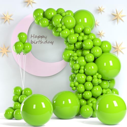 Lime Green Balloons 140pcs 18 12 10 5 Inch Different Sizes Pack Party Latex Balloons for Birthday Halloween Holiday Balloon Garland as Party Decorations
