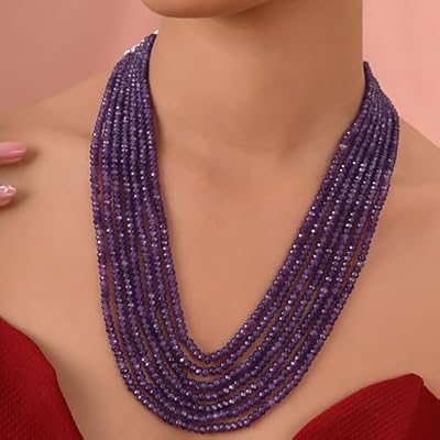 Ratnavali Jewels Multi color 7 Line Quartz Beads Strand Jewelry Necklace Women