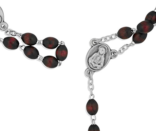 Seven Sorrows Rosary Chaplet | Traditional Catholic Devotion | Hand Made in Italy | Comes With Explanatory Brochure With All Prayers | Makes a Great Gift! (Oval Wood Beads - Mahogany)2
