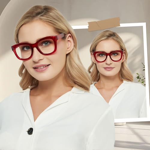 Image of JiSoo Oversized Reading Glasses for Women Men, Stylish Designer Readers Women with Large Frame