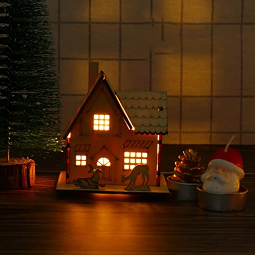 Nuobesty M0120498BI1X9 3Pcs Christmas Wood Village Led Luminous House Xmas Style Ornaments Village Chistmas Scene Festival Wood Craft House Decors Luminous House Decors thumb #7