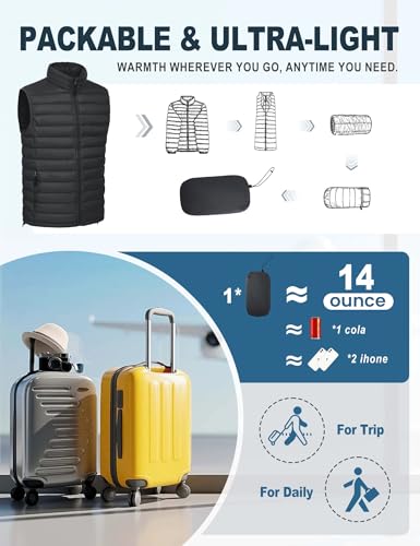 Men's Lightweight Packable Puffer Vest Outerwear Insulated Winter Sleeveless Jacket for Hiking Running Travel3