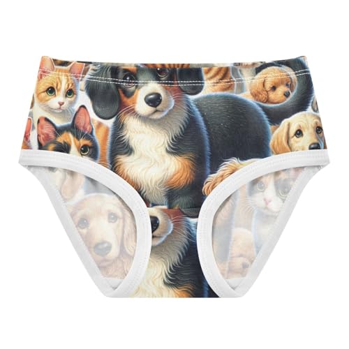 Toddler Girl Panties, Cute Dogs and Cats Cotton Girls Underwear, 2T–8 Years