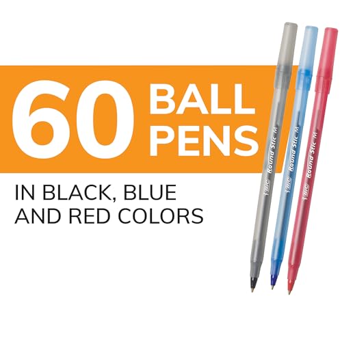 image for BIC Round Stic Xtra Life Assorted Ink Ballpoint Pens, Medium Point (1.
