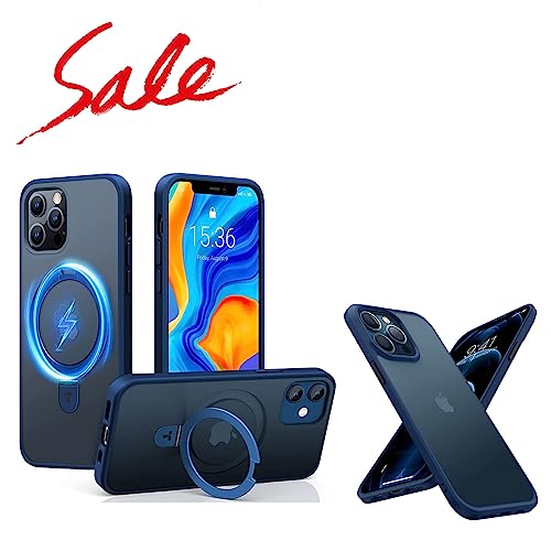 TORRAS Magsafe iPhone 12 Case & iPhone 12 Pro Case with Stand and Shockproof Translucent Matte Hard PC Back Case