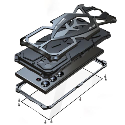 Lunivop for Samsung Galaxy S25 Ultra Case 6.9 '' Metal Hard Phone Case Cover Case para Screw with Camera Protection Heavy Duty metalicas Military Grade Black