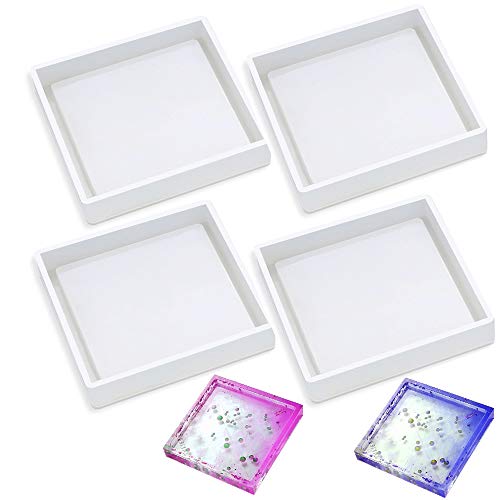 Daimay - Moldes de silicona cuadrados para fundición con resina y cemento cemento decoración del hogar, 4 unidades