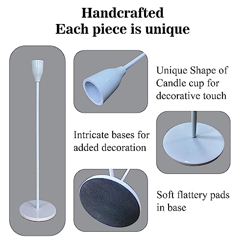 Rely+ White Glossy Candlestick Holders Set of 3, Taper Candle Holders, Candlestick Candle Holders, White Candle Holder Set for Lighting, Decoration, Aromatherapy, Religious, Ceremonial, and Outdoor