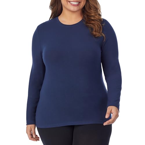 Image of Cuddl Duds Women's Softwear with Stretch Long Sleeve Crew Neck Top -Layering Top with Smooth Fabrication, Body-Hugging Fit