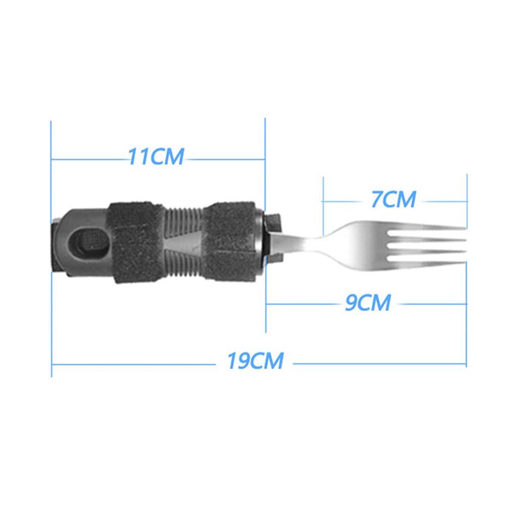 Juego de cubiertos de comedor adaptables para personas mayores, antivibración, antivibración, fácil agarre, para Parkinson, artritis, accidente cerebrovascular, incluye cuchillo, cuchara,