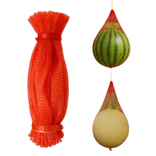 Melon Hammock Watermelon Nets 100 Pack Heavy Duty Reusable Melon Cradle Hanging Watermelon Mesh Bags with Drawstring for Garden Trellis Vertical Growing Support Melons Honeydew Pumpkins