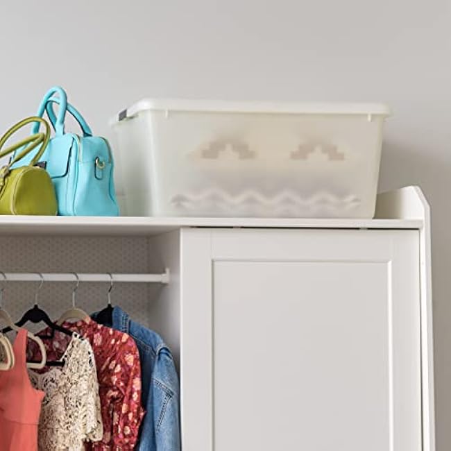 IRIS USA 68 Quart / 17 Gal. Stackable Plastic Storage Bins with Lids and Latch Buckles, 5 Pack - Pearl, Large Containers for Home and Office Ultra Organization, Durable Nestable Tote Box Tub