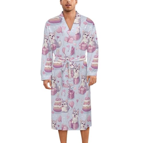 Kimono léger en soie imprimé chiot, le cadeau de nuit idéal et original