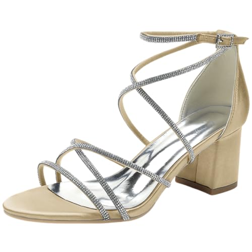 Sandales de mariage à strass et talon bloc de 6 cm pour un équilibre parfait en taille 40.5