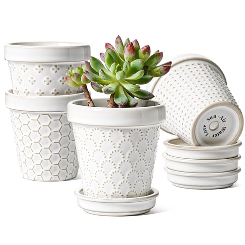 LE TAUCI Ceramic Succulent Pots, 3 Inch Flower Pots for Indoor Pl...